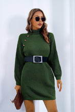 Load image into Gallery viewer, Buttoned Turtleneck Long Sleeve Sweater Dress
