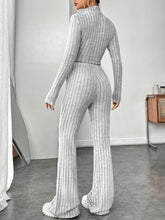 Load image into Gallery viewer, Ribbed Mock Neck Long Sleeve Top and Pants Set
