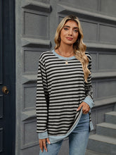 Load image into Gallery viewer, Striped Round Neck Long Sleeve T-Shirt
