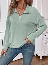 Load image into Gallery viewer, Double Take Striped Half Zip Long Sleeve T-Shirt
