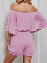 Load image into Gallery viewer, Off-Shoulder Flounce Sleeve Romper
