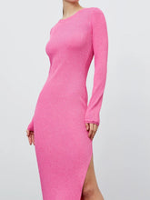 Load image into Gallery viewer, Round Neck Slit Sweater Dress
