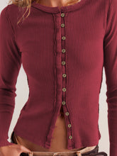 Load image into Gallery viewer, Ribbed Round Neck Long Sleeve Top
