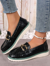 Load image into Gallery viewer, PU Leather Buckle Trim Loafers
