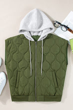 Load image into Gallery viewer, Drawstring Zip Up Hooded Vest Coat
