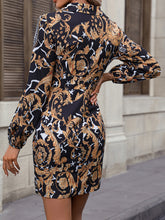 Load image into Gallery viewer, Honey Tie Front Printed Collared Neck Shirt Dress
