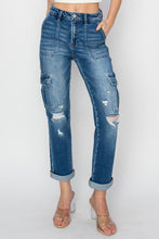 Load image into Gallery viewer, RISEN Full Size High Rise Cargo Ankle Roll Up Straight Jeans
