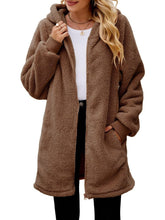 Load image into Gallery viewer, Fuzzy Pocketed Zip Up Long Sleeve Hooded Jacket
