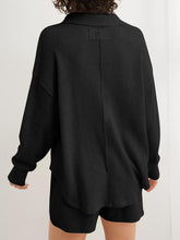 Load image into Gallery viewer, Waffle-Knit Johnny Collar Long Sleeve Sweatshirt
