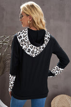 Load image into Gallery viewer, Leopard Zip Detail Drawstring Hoodie
