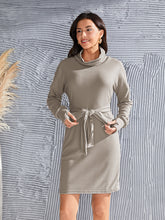 Load image into Gallery viewer, Tie-Waist Turtleneck Long Sleeve Dress
