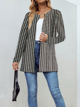 Load image into Gallery viewer, Houndstooth Open Front Long Sleeve Jacket
