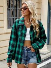 Load image into Gallery viewer, Plaid Collared Neck Long Sleeve Shirt
