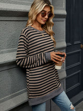 Load image into Gallery viewer, Striped Round Neck Long Sleeve T-Shirt
