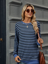 Load image into Gallery viewer, Striped Round Neck Long Sleeve T-Shirt
