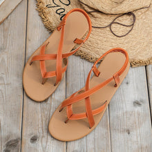 Load image into Gallery viewer, PU Leather Crisscross Flat Sandals
