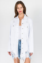 Load image into Gallery viewer, American Bazi Distressed Frayed Hem Denim Jacket
