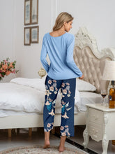 Load image into Gallery viewer, Round Neck Top and Printed Pants Lounge Set
