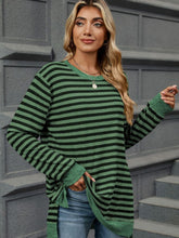 Load image into Gallery viewer, Striped Round Neck Long Sleeve T-Shirt
