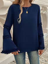 Load image into Gallery viewer, Devine Frill Round Neck Long Sleeve Top
