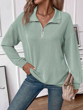 Load image into Gallery viewer, Double Take Striped Half Zip Long Sleeve T-Shirt
