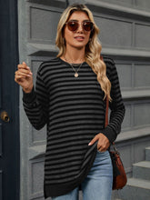 Load image into Gallery viewer, Striped Round Neck Long Sleeve T-Shirt
