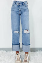 Load image into Gallery viewer, Distressed Straight Jeans with Pockets
