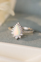 Load image into Gallery viewer, Platinum-Plated Opal Pear Shape Ring
