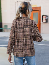 Load image into Gallery viewer, Full Size Plaid Lapel Collar Blazer
