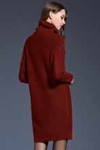 Load image into Gallery viewer, Woven Right Full Size Mixed Knit Cowl Neck Dropped Shoulder Sweater Dress
