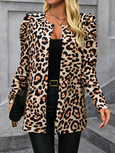 Load image into Gallery viewer, Leopard Open Front Puff Sleeve Jacket
