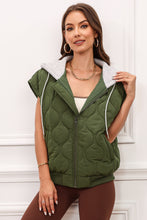 Load image into Gallery viewer, Drawstring Zip Up Hooded Vest Coat
