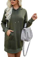 Load image into Gallery viewer, Drawstring Long Sleeve Hooded Mini Dress
