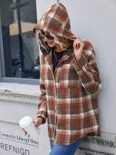 Load image into Gallery viewer, Ivy Lane Plaid Button Up Long Sleeve Hooded Jacket
