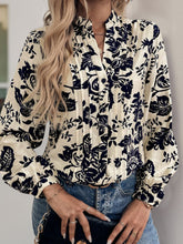 Load image into Gallery viewer, Perfee Printed Notched Long Sleeve Shirt
