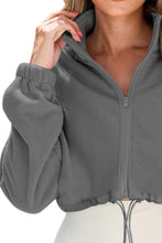 Load image into Gallery viewer, Drawstring Zip Up Dropped Shoulder Outerwear
