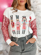 Load image into Gallery viewer, Sequin Nutcracker Round Neck Long Sleeve Sweatshirt
