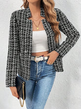 Load image into Gallery viewer, Plaid Open Front Long Sleeve Jacket
