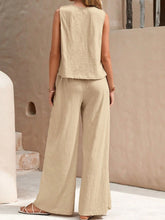 Load image into Gallery viewer, Round Neck Sleeveless Top and Wide Leg Pants Set
