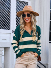 Load image into Gallery viewer, Striped Johnny Collar Knit Top
