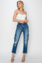 Load image into Gallery viewer, RISEN Full Size High Rise Cargo Ankle Roll Up Straight Jeans
