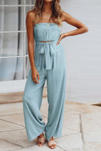 Load image into Gallery viewer, Tied Cutout Tube Wide Leg Jumpsuit
