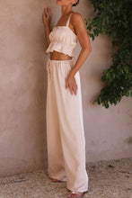 Load image into Gallery viewer, Ruffled Sleeveless Top and Wide Leg Pants Set
