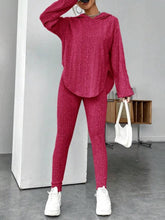 Load image into Gallery viewer, Round Neck Dropped Shoulder Hoodie and Pants Set
