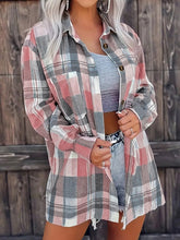 Load image into Gallery viewer, Pocketed Plaid Collared Neck Shacket
