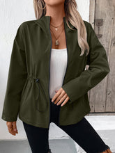 Load image into Gallery viewer, Ivy Lane Drawstring Zip Up Hooded Jacket
