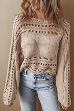 Load image into Gallery viewer, Cable-Knit Openwork Long Sleeve Sweater
