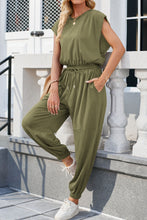 Load image into Gallery viewer, Round Neck Cap Sleeve Jumpsuit
