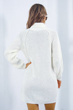 Load image into Gallery viewer, Buttoned Turtleneck Long Sleeve Sweater Dress
