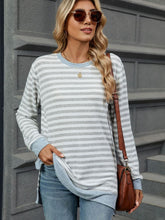 Load image into Gallery viewer, Striped Round Neck Long Sleeve T-Shirt
